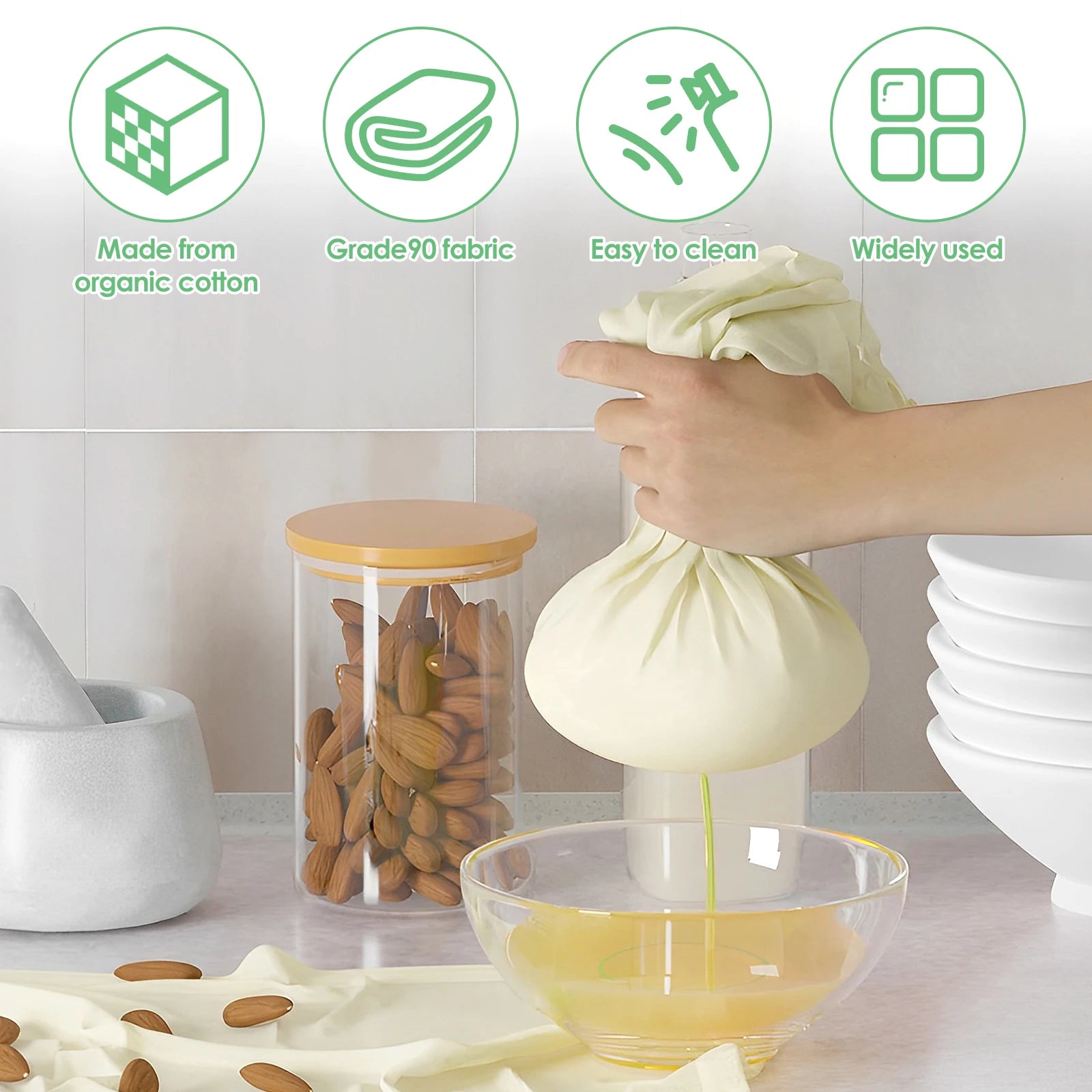 Stainless Steel Tofu Mold and White Cotton Gauze Cheesecloth DetachableSoybean Curd Tofu Making Mold Kitchen Cooking Tool