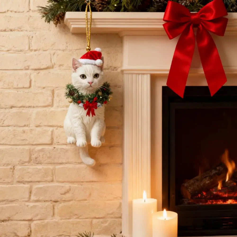 Christmas car home decoration  2D pendant Christmas cat ornaments with different cat acrylic decorations for Christmas garlands