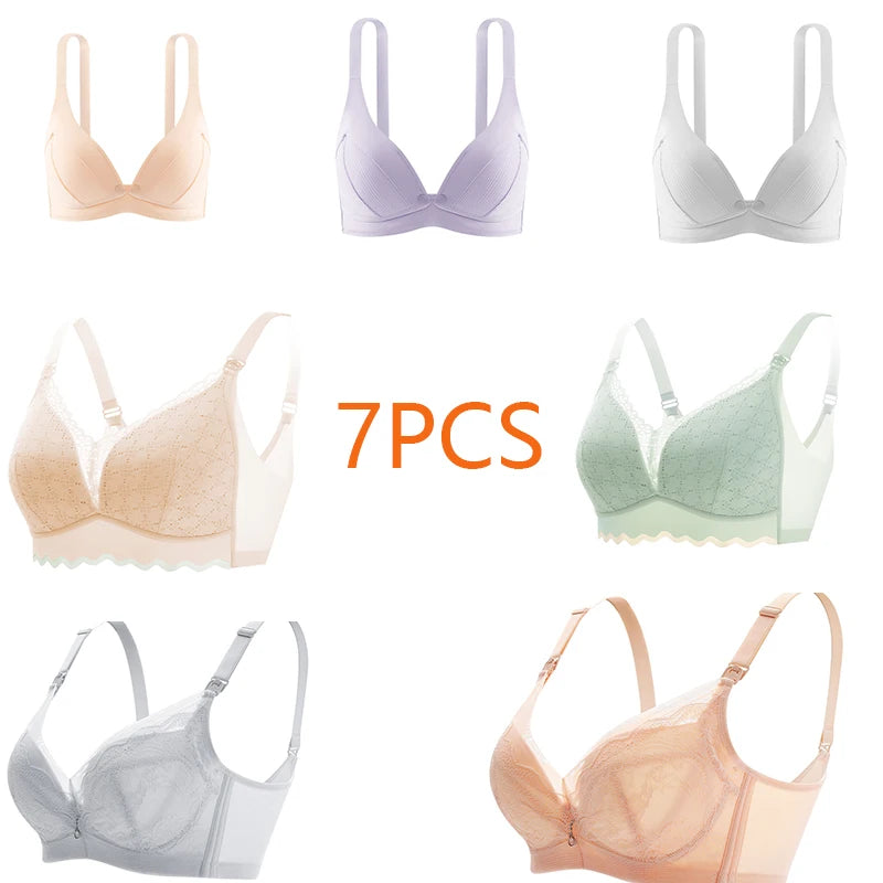 New Cotton Soft Comfortable Pregnant Women's Breastfeeding Bra Gathering Anti sagging and Steel Ring Free Women's Underwear
