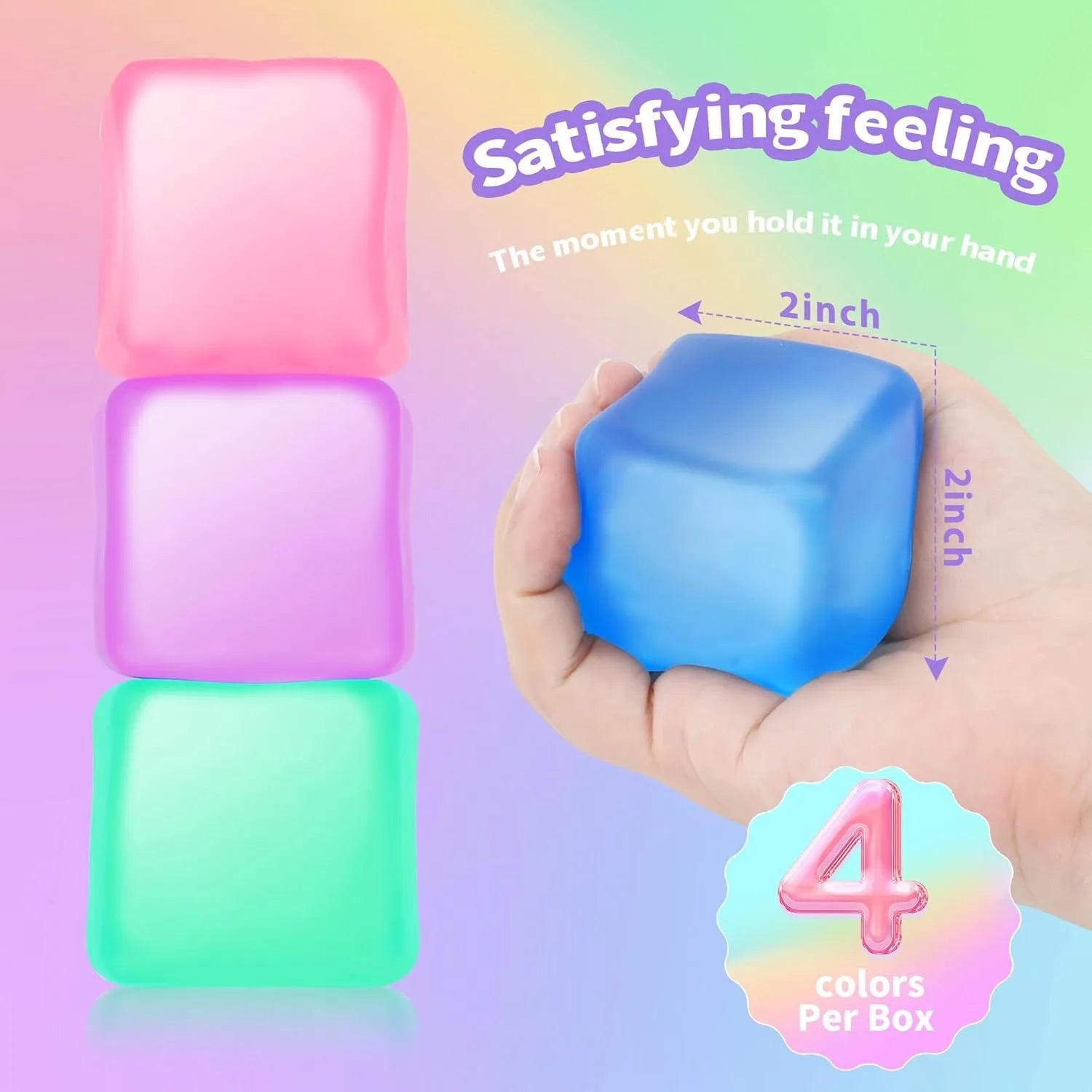 Stress Cube Squishy Fidget Toys for Relaxation High Density Gel Filled Fidgets for Classroom Sensory Calming Toys for Kids Adult