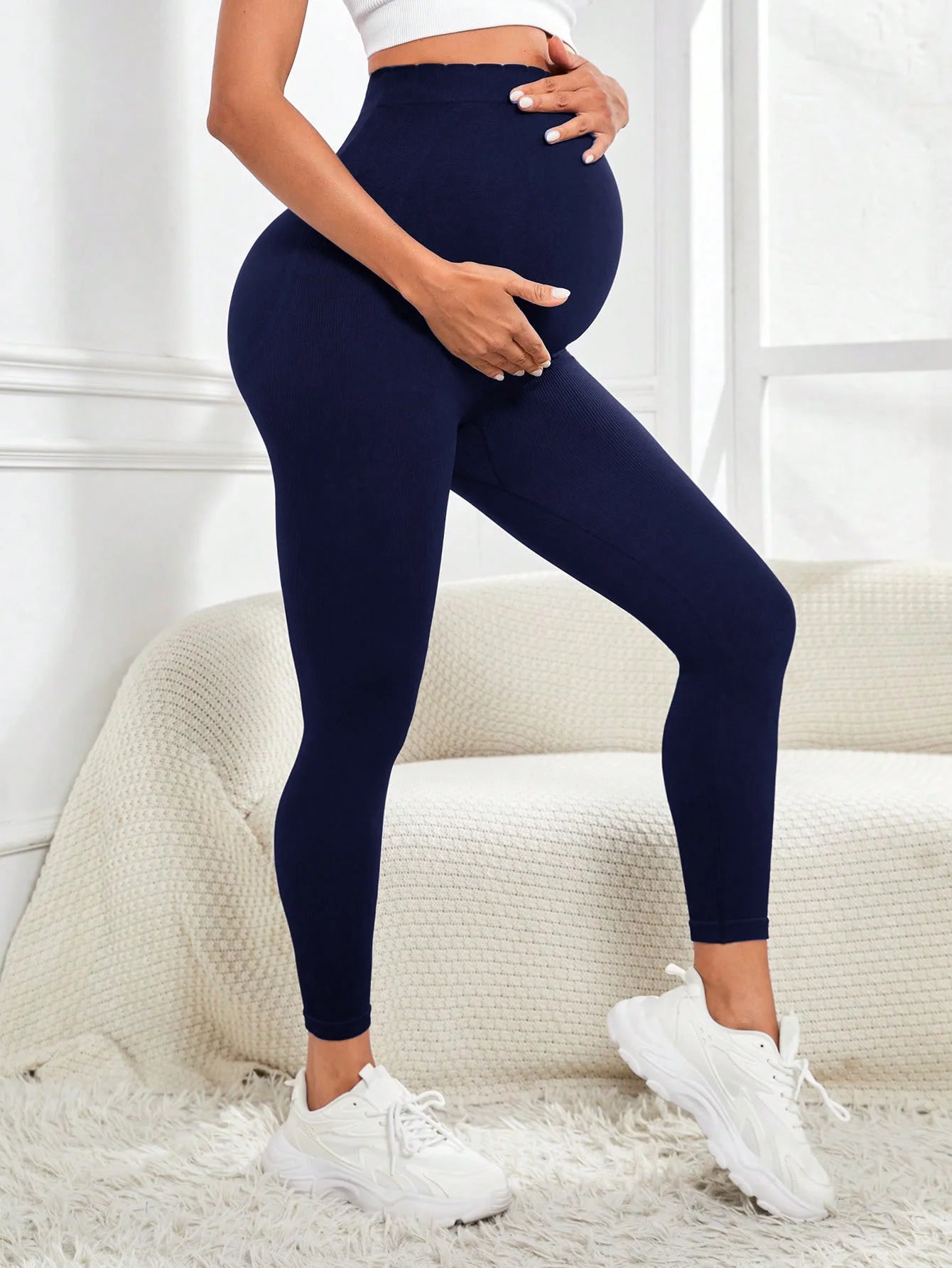 High Waist pregnancy Leggings Maternity clothes for pregnant women Belly Support Knitted Leggins Body  Trousers