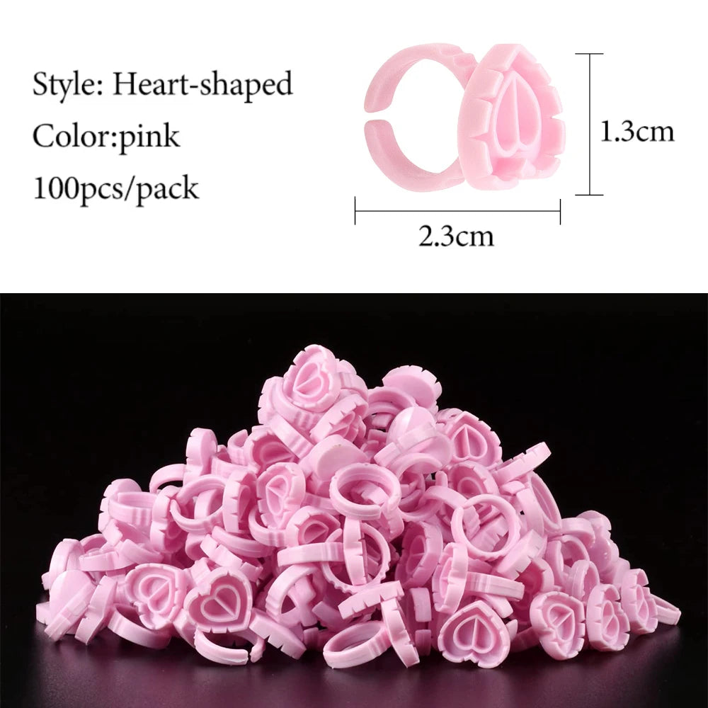 100PCS Glue Rings Lash Rings for Glue, Pigment Rings for Eyelash Extensions Eyelash Glue Holder Lash Glue Ring Smart Cups