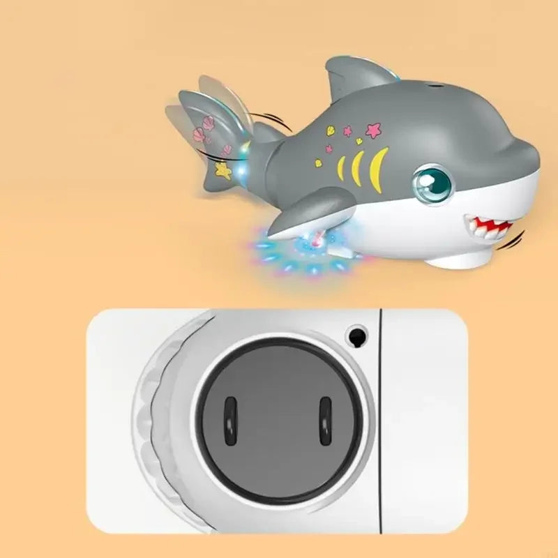 Electronic Pet Fish Children Shark Toy with Lights Music Crawling Toy Suspended Balloon Blowing Toys for Kid Birthday Xmas Gifts