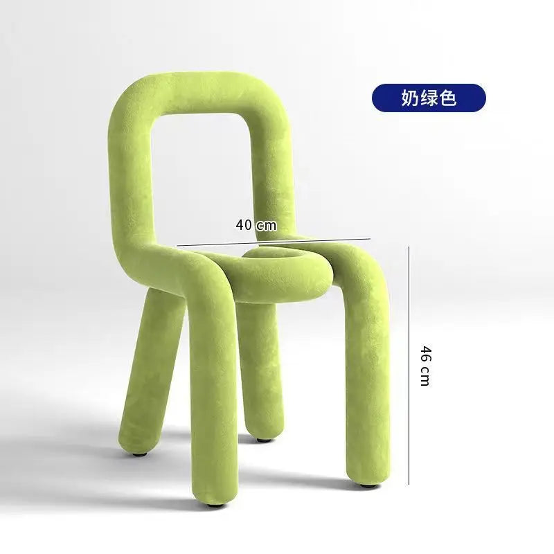 Nordic Style Creative Curved Chair, Plush Upholstered Kids/Accent Living Room Furniture