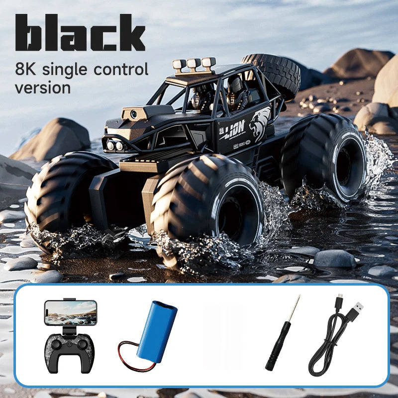 4DRC New Y10 Remote Control Car 2.4G Rc Boat Waterproof Amphibious Stunt Car 4WD All Terrain Truck Toys for Kids Birthday Gifts