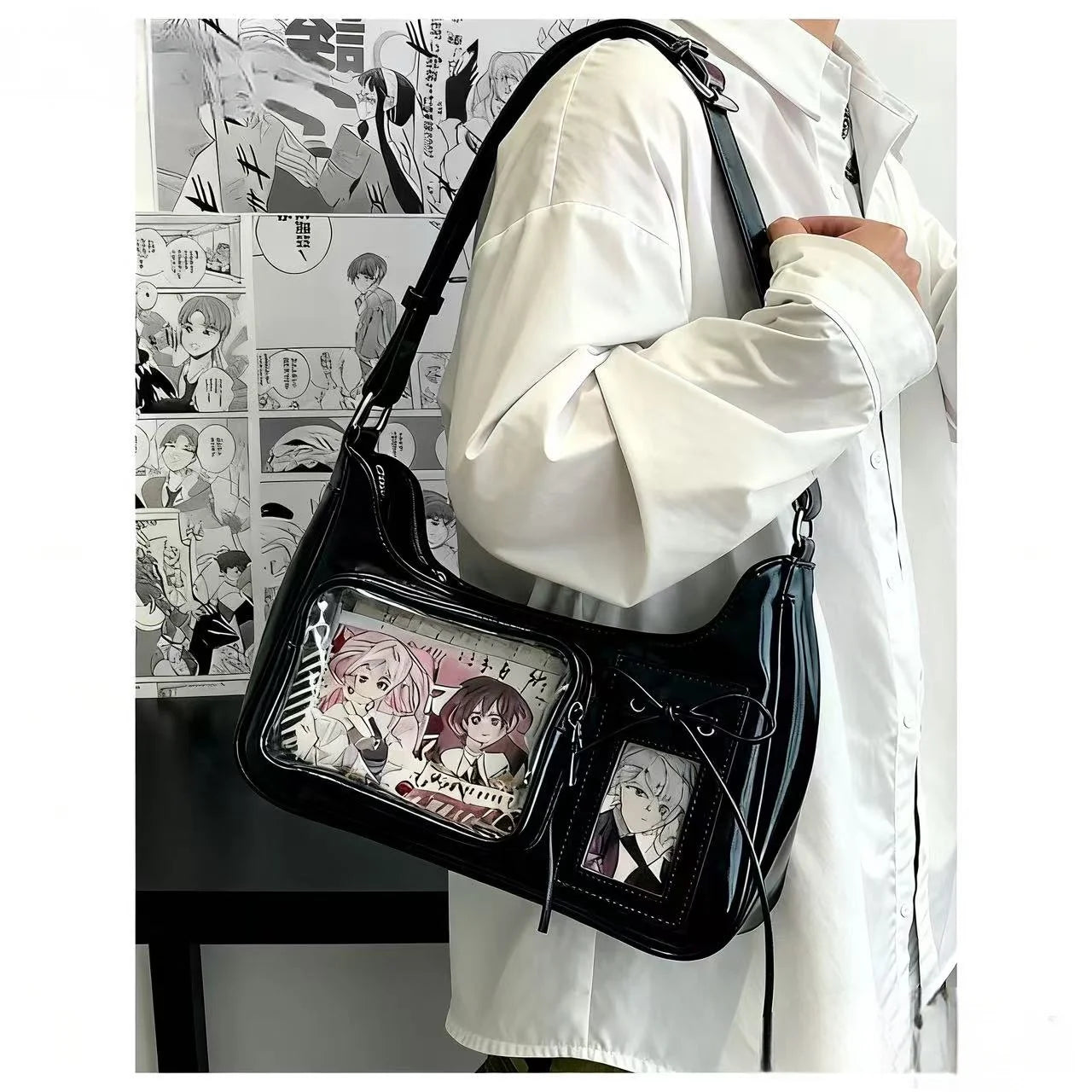 Y2k Harajuku Shoulder Bag Women Korean Transparent Ita Bag School Crossbody Bag Female Japanese Designer Preppy Handbag Purse