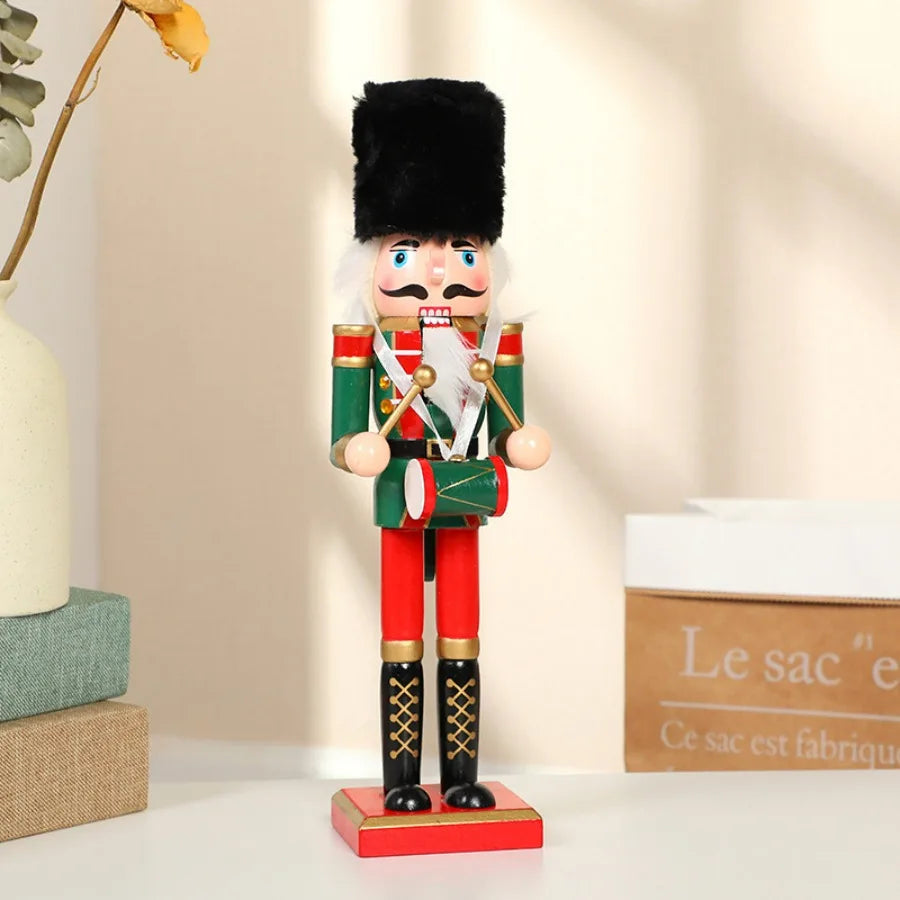 1Pcs 30CM Nutcracker Puppet Soldier Decoration Painted Vintage Design Christmas Elements Home Tabletop Decorations