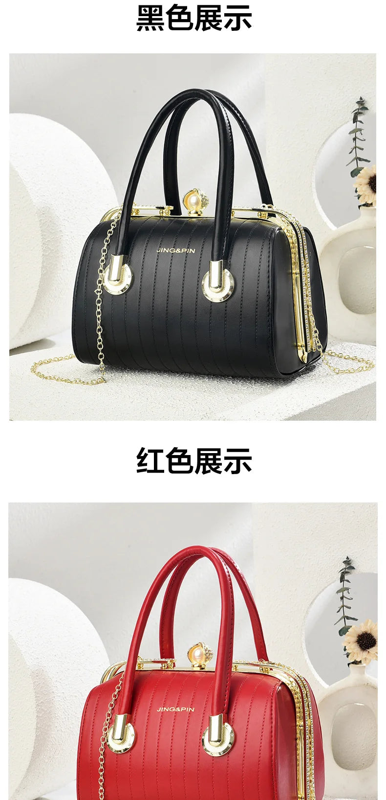 Retro Pu Leather Women's Handbag Fashion Girls Crossbody Shoulder Bag High-quality Exquisite Women's Boston Pillow Bag