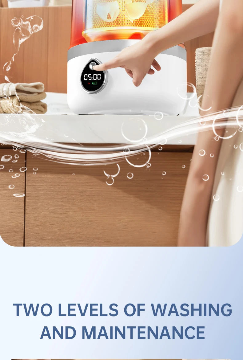 F1 portable mini washing machine with USB charging, silent and fully automatic washing machine, a must-have for dormitory travel