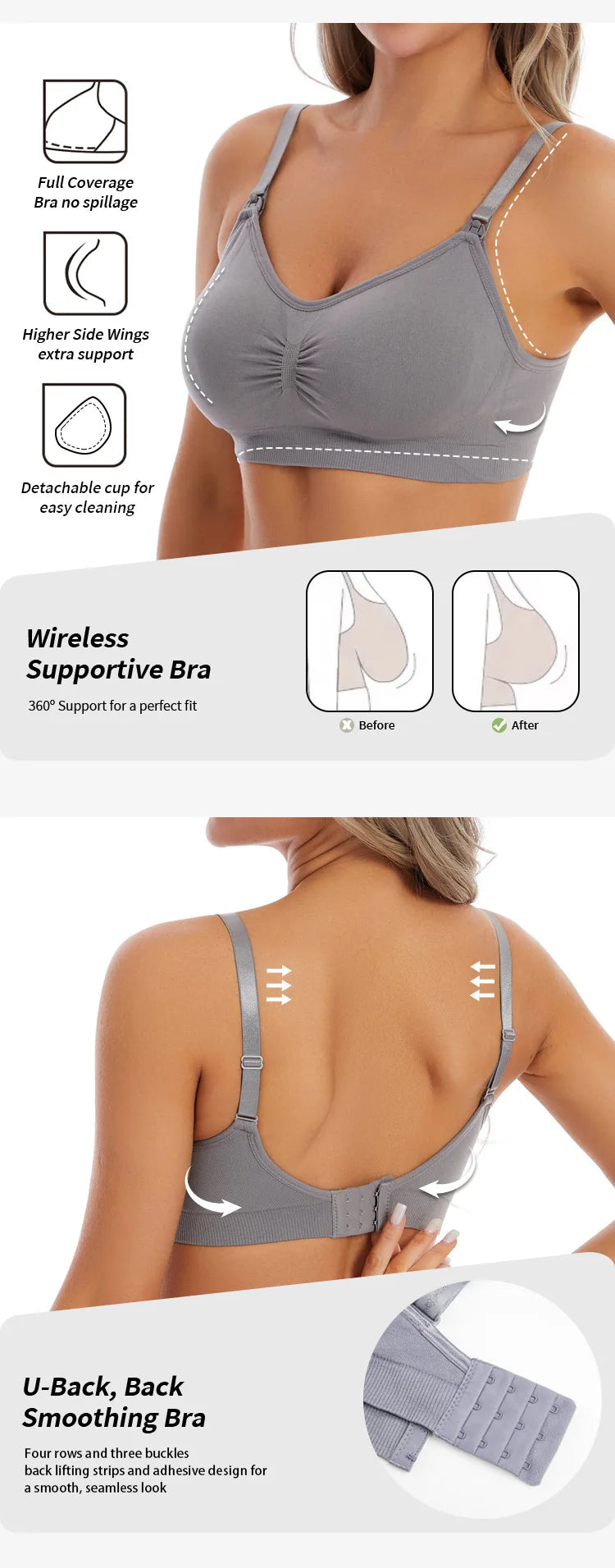 New Wireless Front Open Nursing Bra Soft Lace Breathable Seamless Maternity Breastfeeding Bras Maternal Support For Pregnant