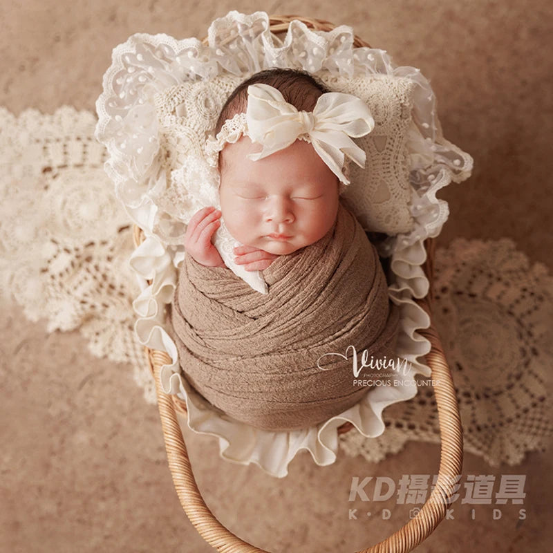 0-1month Newborn Photography Props Baby Girl Boy Cradle Prop Knitted Pompom Hat Posing Pillows Infants Studio Shooting Accessori