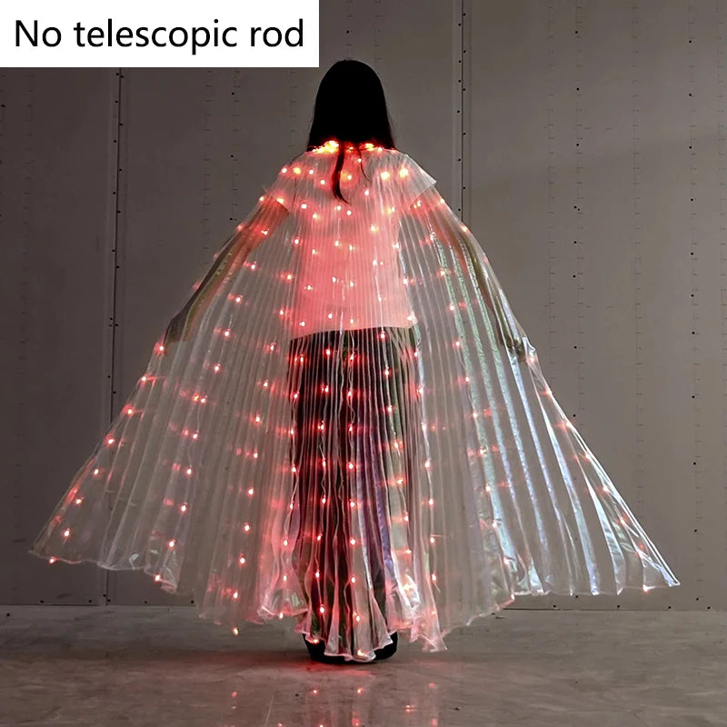 LED Luminous Butterfly Wing Belly Dancing Performance Costumes Stage Show Christmas Party Lighting Cloak Luminous Butterfly Wing