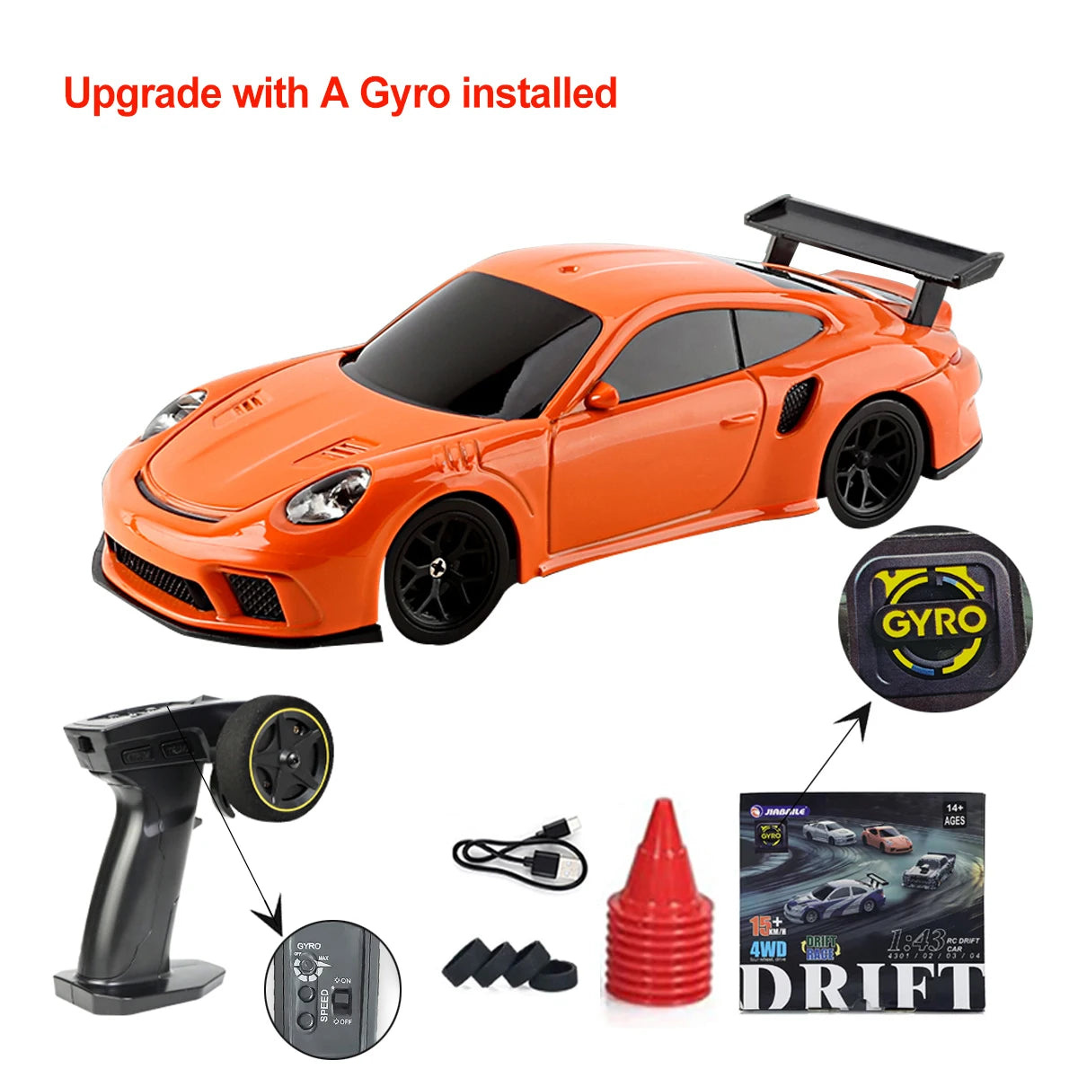 Upgraded Gyro 1/43 RC Drifting Car Racing RTR 4WD High Speed Radio Control Model 2.4G Drift Race Vehicle Mini Gifts