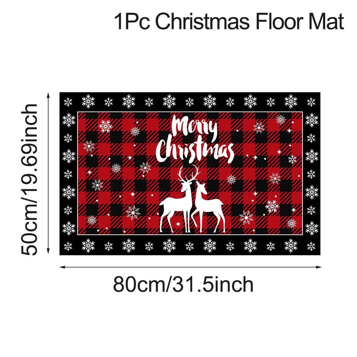 Christmas Kitchen Floor Mats, Plaid Pattern Kitchen Runner Rug for Kitchen Decoration Home 2024 Navidad Noel Gifts New Year 2025