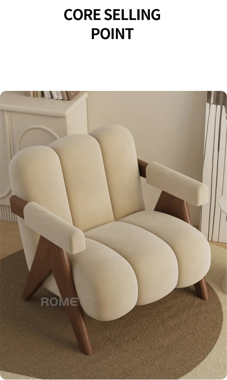 Home Balcony Nordic Wood Living Room Chairs Modern Living Room Sofas Single Leisure Back Armchair Fabric Sofa Chair Furniture