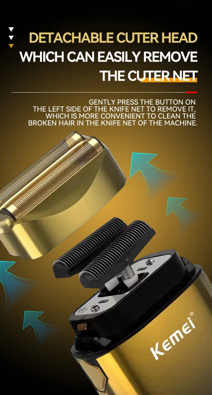 Kemei KM-TX10 Electric Shaver Beard Trimmer Man Rechargeable Dry Wet Shaver Machine Reciprocating Safety Razor Blade Replacement