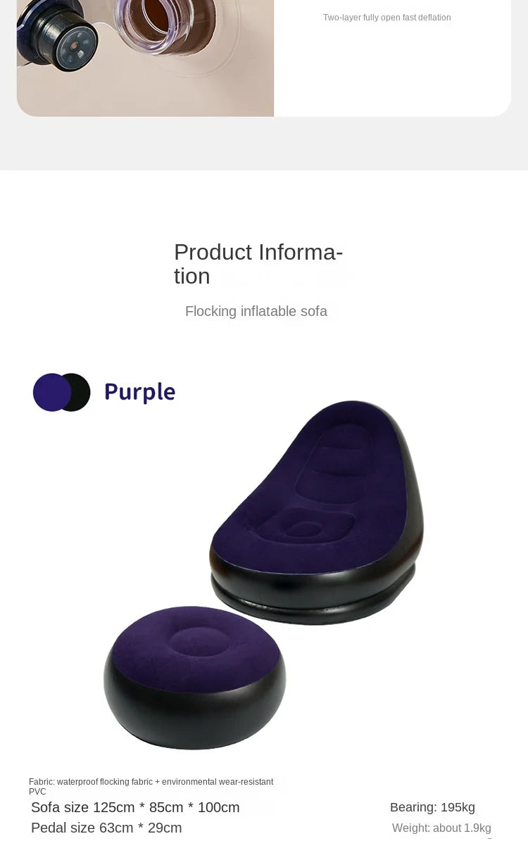 DZ Outdoor Inflatable Sofa Chair Portable Camping Internet Celebrity Thick Plush Lazy Sofa Bedroom Home Leisure Folding Bed 2025