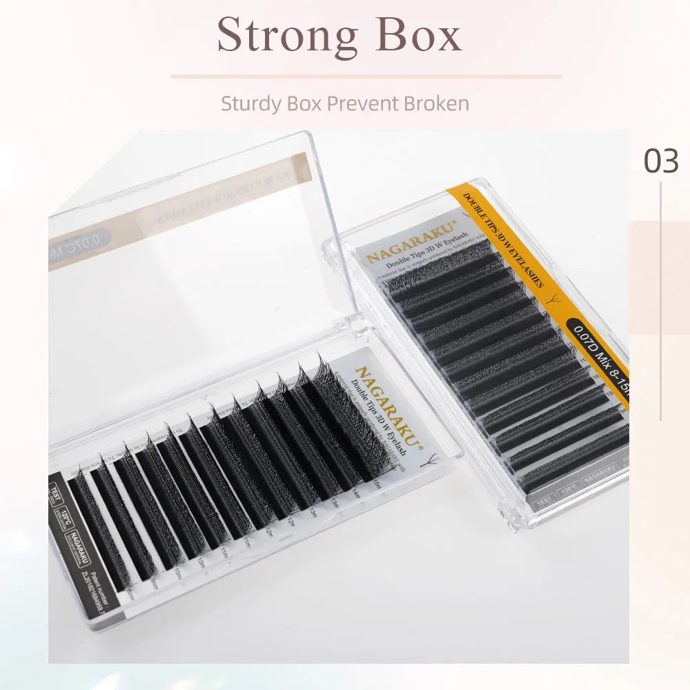 NAGARAKU Double Tips 3D W eyelashes W Shape Eyelash Extensions Blister Premade Fans