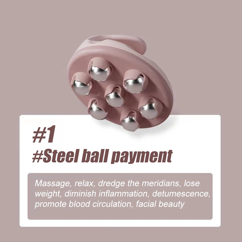 Hand Roller Massager for Cellulite Massage,Deep Tissue Massage Ball for Back,Neck,Foot,Shoulder,with 7 360-degree Metal Roller