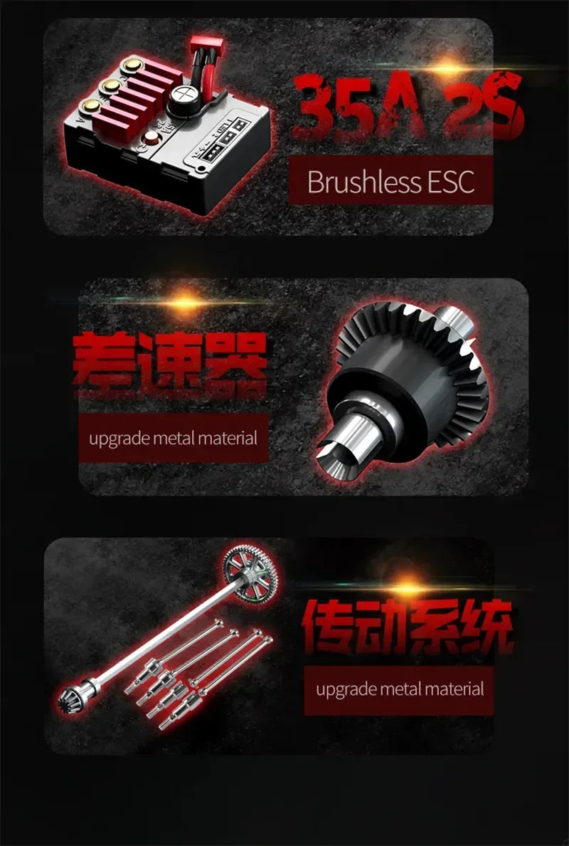 16103PRO 1:16 4WD RC Car with LED 2.4G Remote Control Cars 70KM/H High Speed Drift Monster Truck for Kids VS WLtoys 144001 Toys