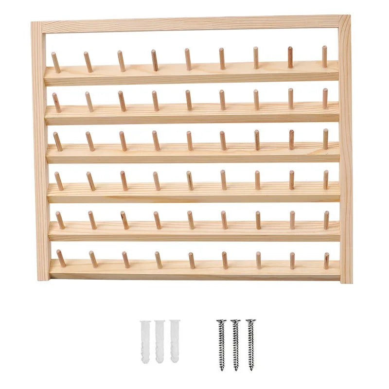 DIY Home Spindle Rack Wall Hanging Wooden Spool Sewing Thread Rack Storage Rack Hair Accessories Wig Display Organizer