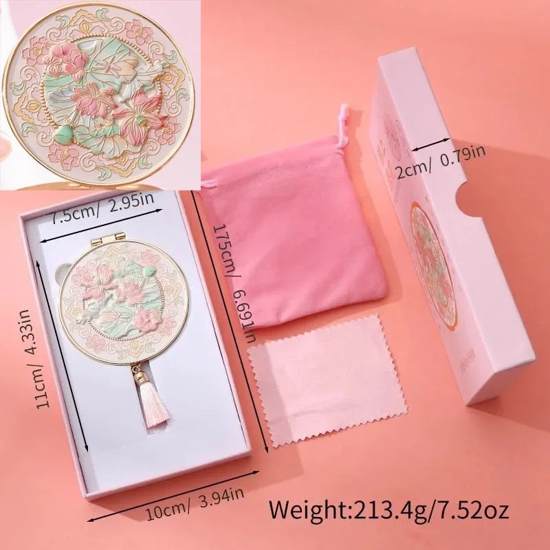 Chinese blue and white porcelain portable mirror, antique style makeup mirror, souvenir, portable companion gift, ceramic