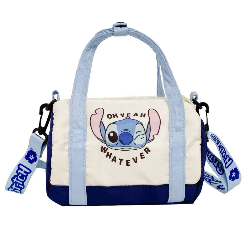 Stitch Canvas Shoulder Bag For Women Cartoon Strawberry Bear Casual Crossbody Bag Daily Commuting