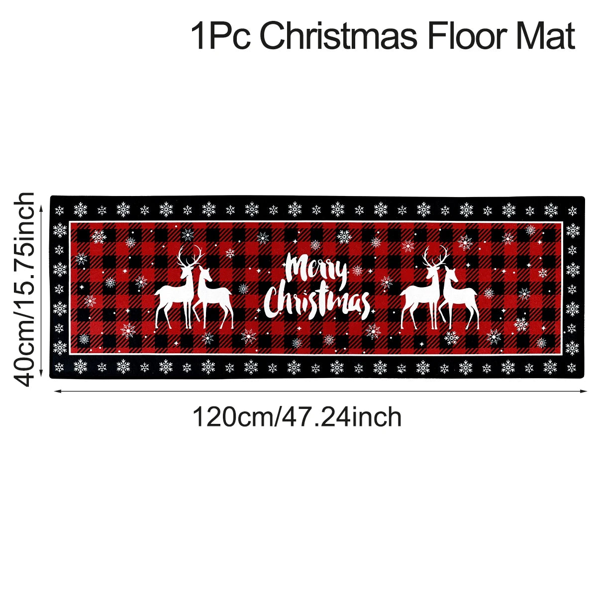 Christmas Kitchen Floor Mats, Plaid Pattern Kitchen Runner Rug for Kitchen Decoration Home 2024 Navidad Noel Gifts New Year 2025
