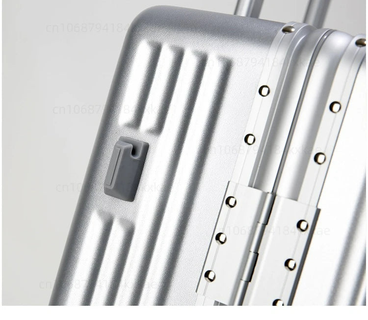 Aluminium Frame Rolling Luggage with Cup Holder Mobile Phone Holder Front Opening Suitcase Large capacity Travel Suitcase