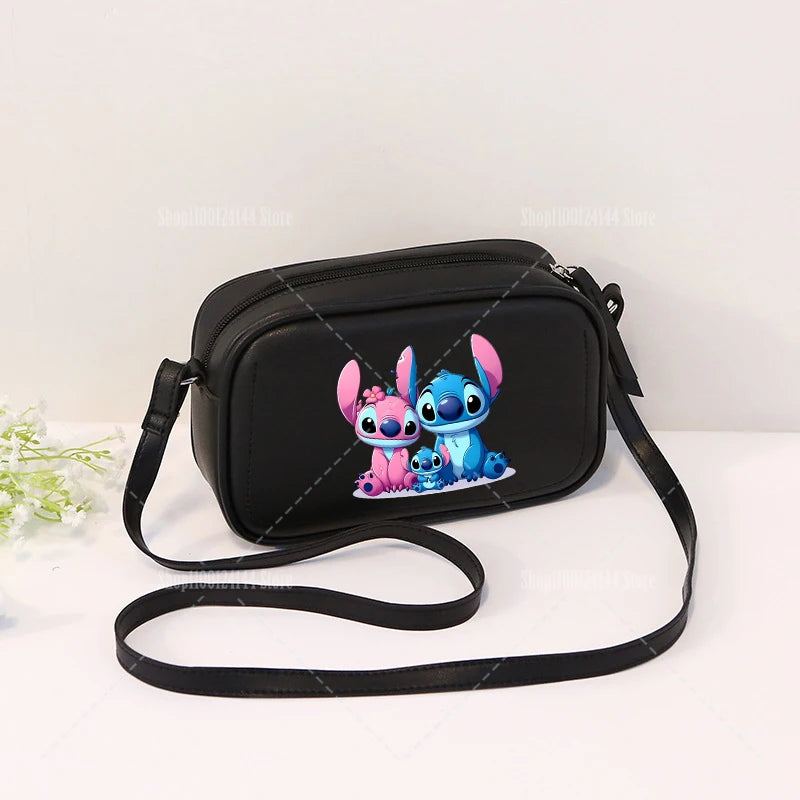 Lilo & Stitch Women Crossbody Zipper Mobile Phone Shoulder Bag Female Handbag Cartoon Multifunction Small Bag Lady Purse Gift