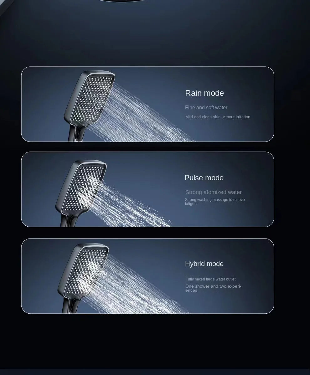 Luxury Wall Mounted Smart Button Digital Display Shower Set Thermostat System Glass Countertop Bathroom Brass Rain Shower Set