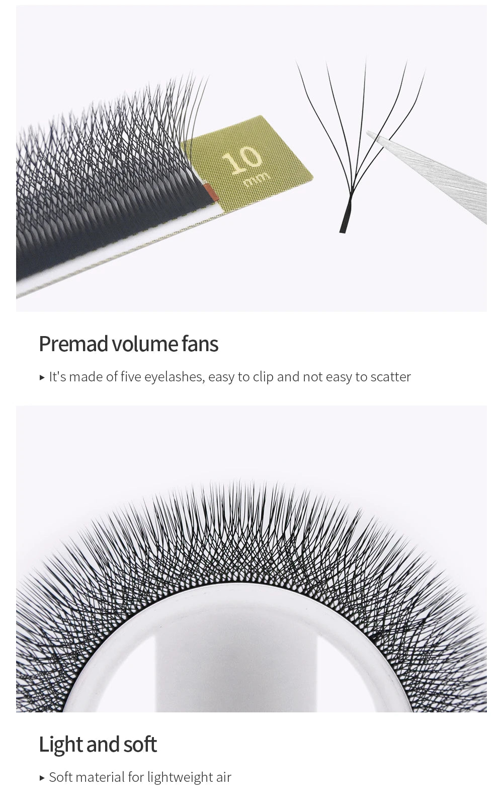 GLAMLASH 3D 4D 5D W Shaped Eyelash Lashes Easy Fan Eyelash Extensions Wholesales YY Premade Volume 12 Rows W Style Natural Soft