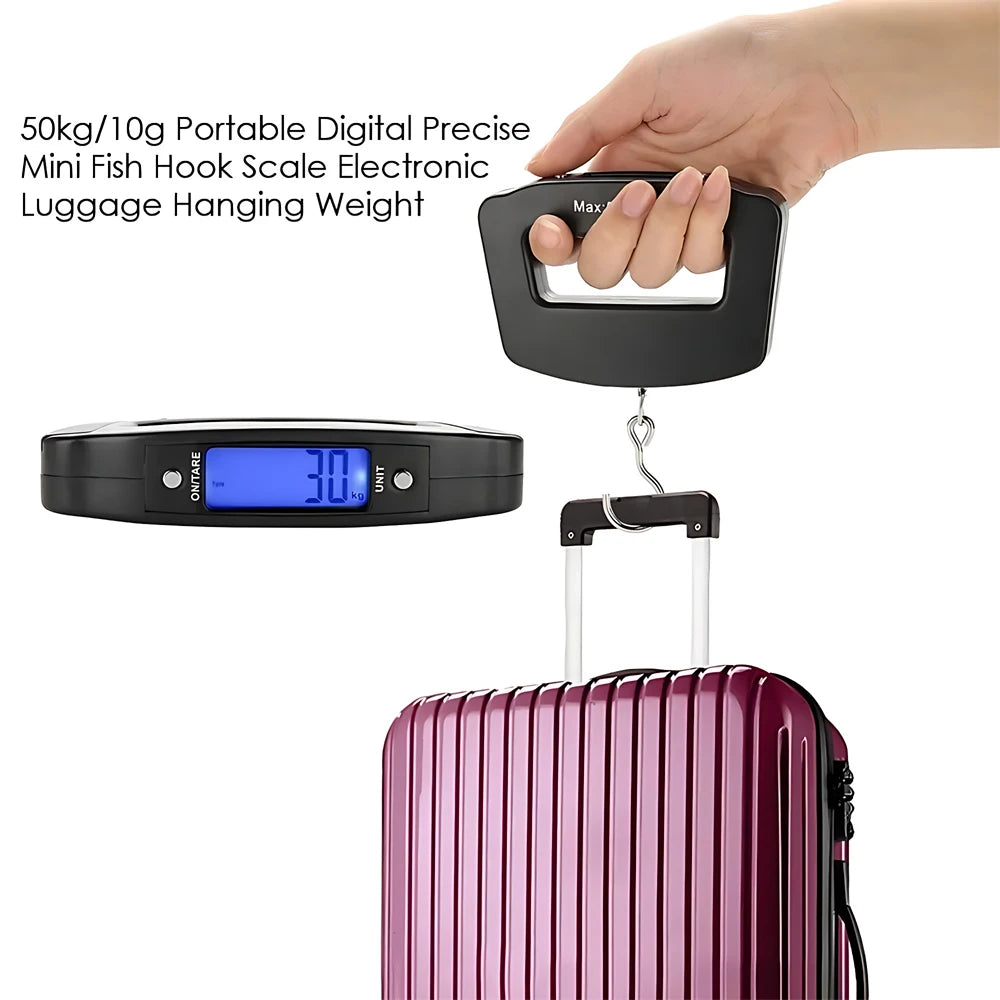 50kg Digital Luggage Scale Portable Suitcase Scale Handheld Electronic Scales Backlight Digital Display Travel Accessories