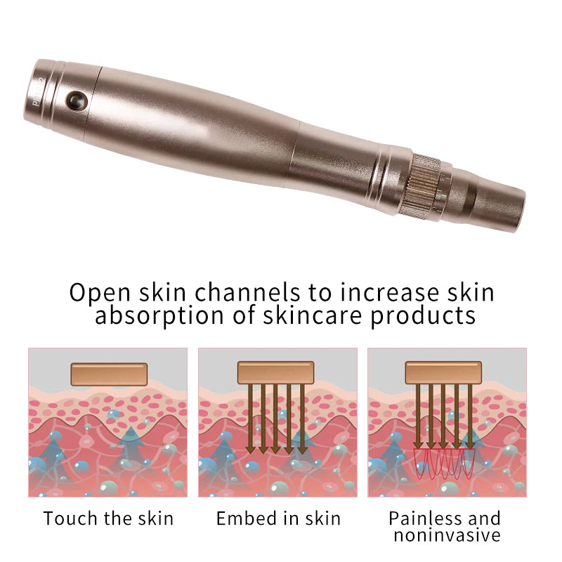 Professional Derma Pen Microneedle Pen With Needles Cartridges Skin Care Device Wireless Microneedling Machine Beauty Tool
