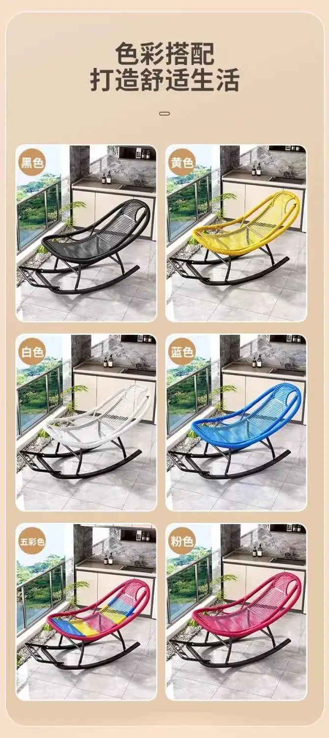 Rocking Recliner Garden Chair Widened Rocking Recliner Rattan Rainbow Rocking Chair Home Living Room Leisure Recliner