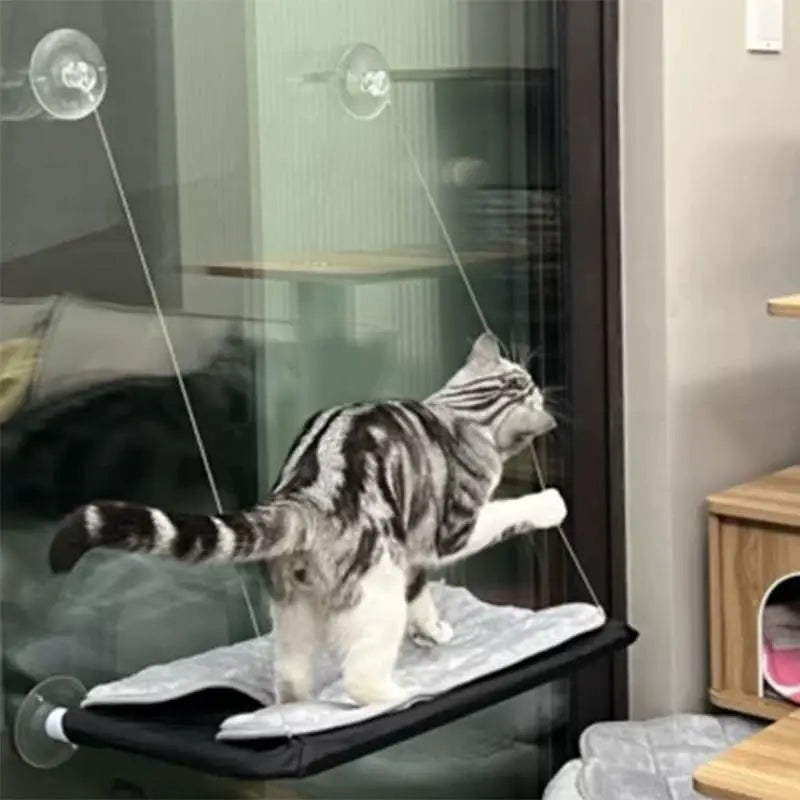 Cat Window Hammock Hanging Cat Bed Bearing Cat Sunny Window Seat for Indoor Cats Sleeping Space Saving Window Mounted Cat Bed