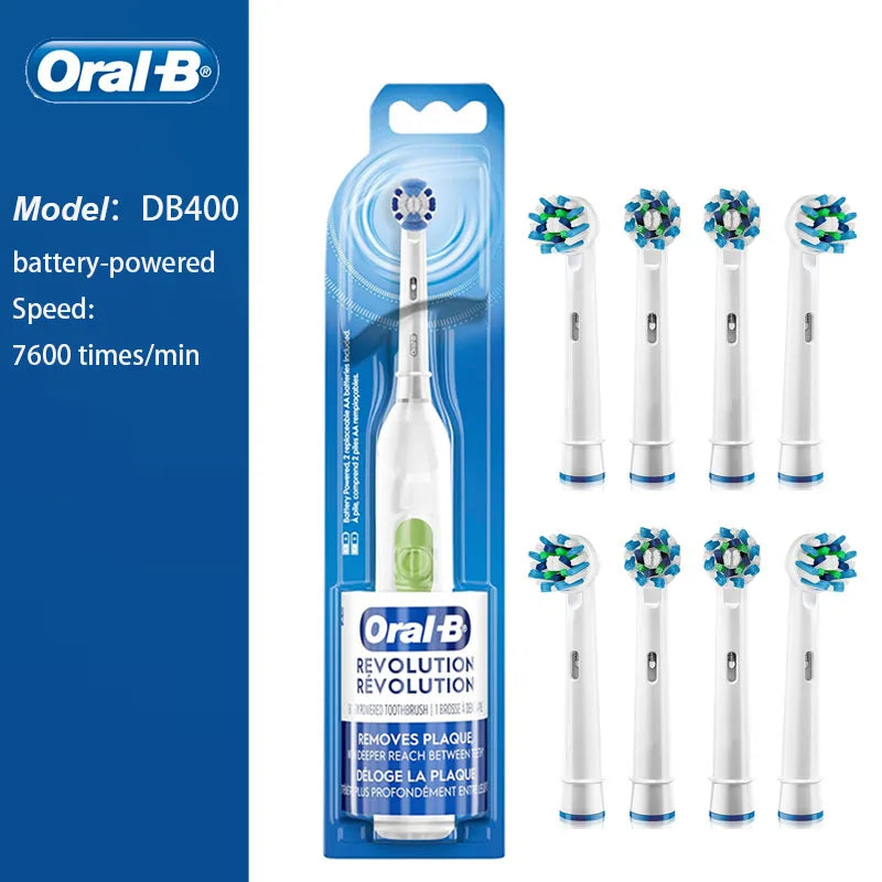 Oral B Rotation Electric Toothbrush AA Battery 7600 Rpm Cross Action Cleaning Teeth Tooth Brush with Brush Refills