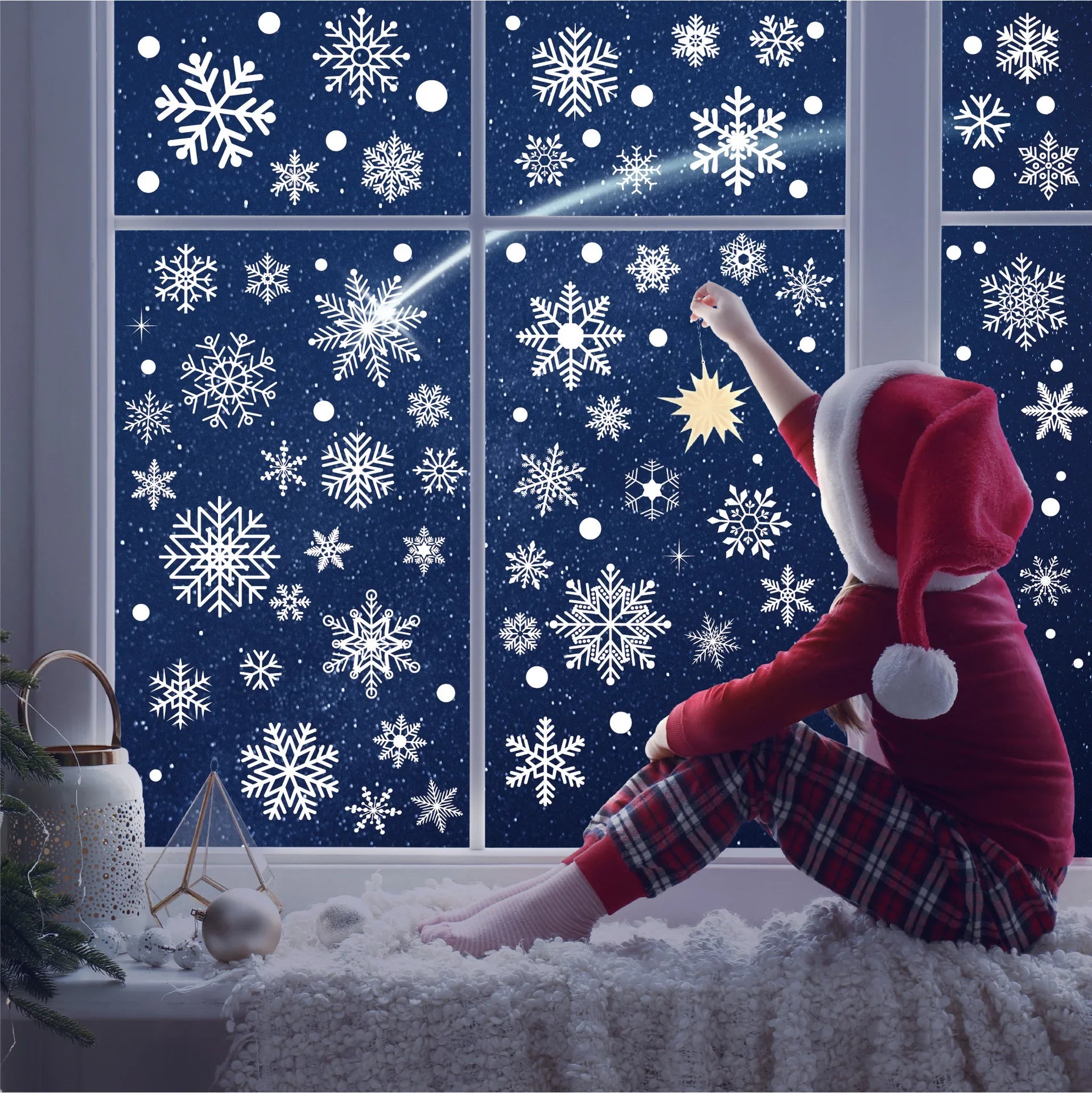 2025 Merry Christmas Decoration White Snowflake Window for Home Wall Window Sticker Ornaments Garland New Year wall stickers