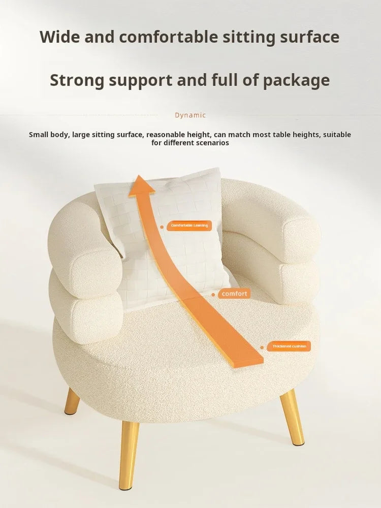 Modern Living Room1-Person Sofa Comfortable Bedroom Fluff Armchair Nordic Simple Nail Salon Makeup Chair Dressing Table Stool