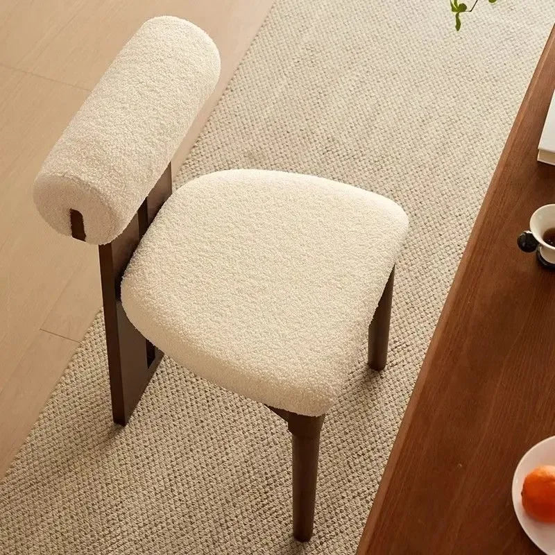 Nordic French Vintage Solid Wood Dining Chair - Mid-Century Retro Backrest Hippo Chair for Home, Living Room & Vanity