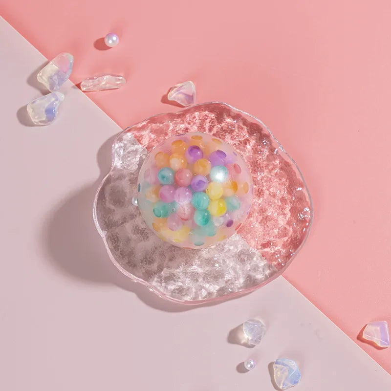 6cm Kids Exotic Pinch The Rainbow Bead Pressure Reducing Ball Vent Ball Decompression Toy TPR Pinch Le Grape Ball Adult Toys