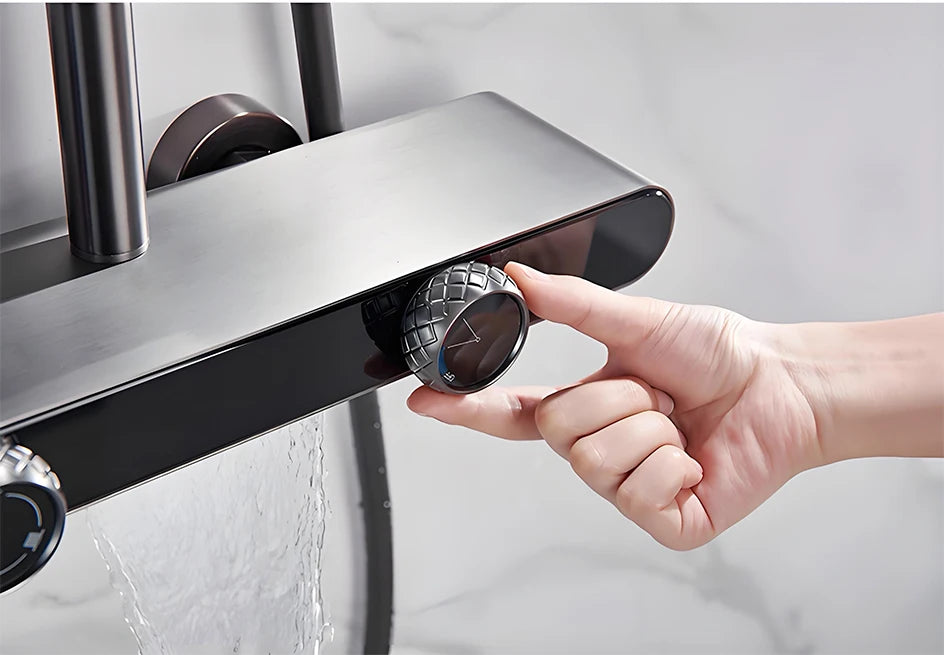 VGX Gold Shower System Set Bathroom Shower Faucet Set 3-way Rainfall Shower Set Shower Mixer Crane with Hand Shower Set White