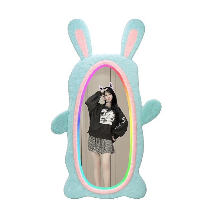 Aesthetic Light Mirror Long LED Girls Standing Smart Makeup Full Body Vanity Mirror Cute Standing Espelhos Home Decorations