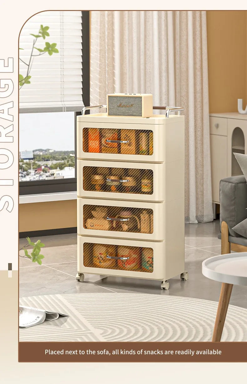 Storage Cabinet Drawer Style Household Snack Toy Storage Cabinet Mobile Layered Small Cart Storage Rack Removable Nightstand
