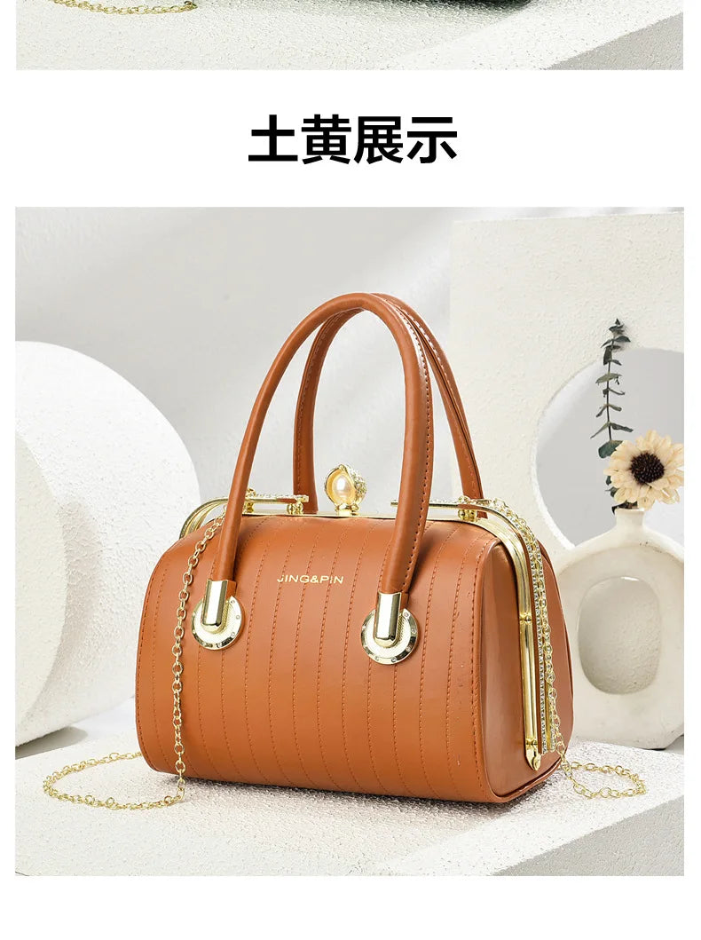 Retro Pu Leather Women's Handbag Fashion Girls Crossbody Shoulder Bag High-quality Exquisite Women's Boston Pillow Bag