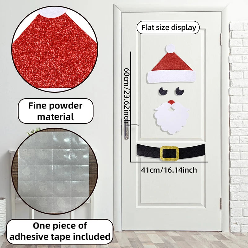 Christmas Door Stickers Decor Large Snowman Reindeer Santa Stickers for Refrigerator Wall Window Christmas Door Decorations