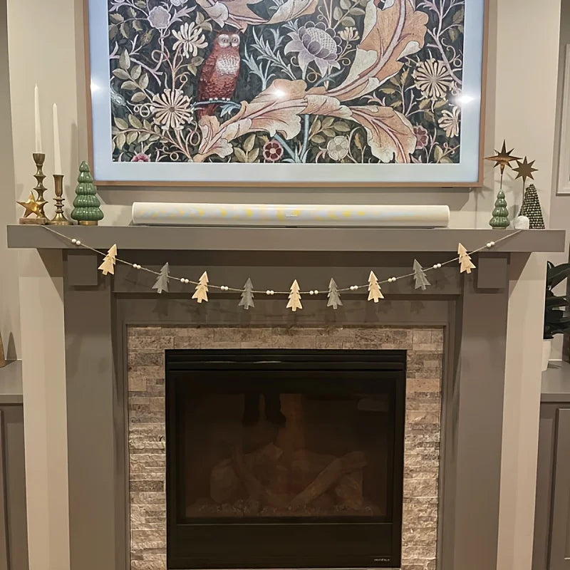 1Set Trees And Wooden Beads Perfect Combination Of Garland Winter Christmas Decoration Fireplace Decoration Wooden Garland