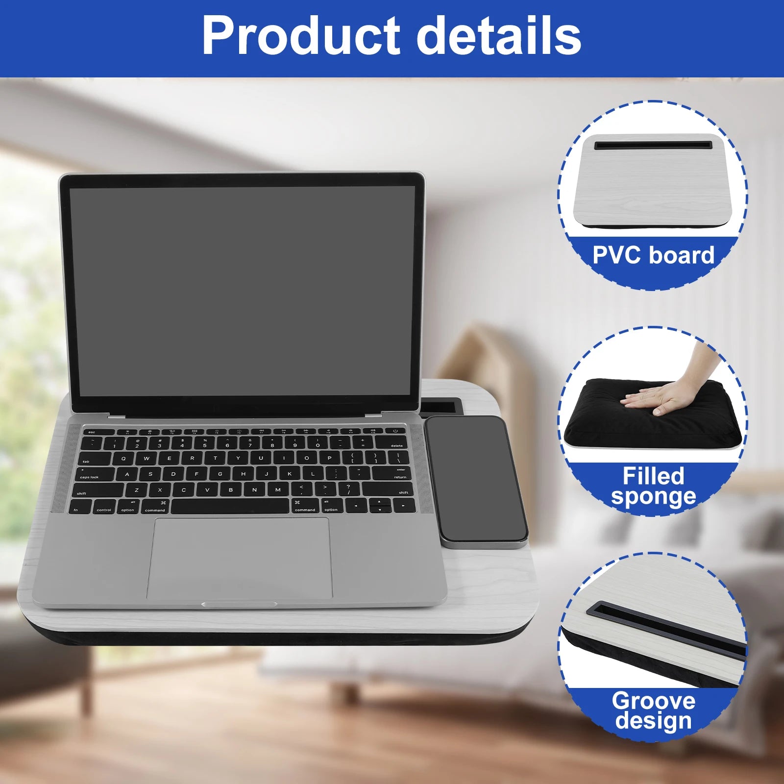 Lap Desk with Tablet Slot Portable Lap Laptop Desk Lightweight Stable Laptop Desk Tray Lap for Working in Bed