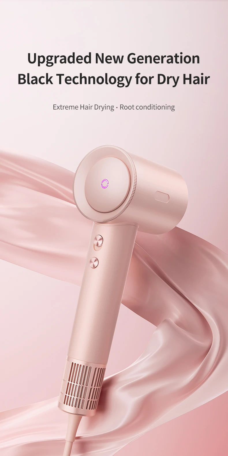 High-Speed Electric Hair Dryer Machine1600W Adjustable Temperature Professional Low Noise Fast Drying Anion Hair Care Blow Dryer