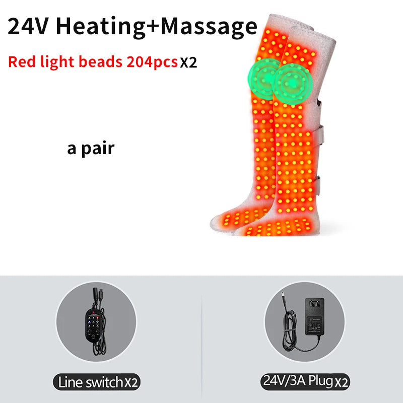 Red Light Therapy Heating Leg & Foot Wrap Electric Heating Knee Brace - Relieve Cold Leg Arthritis Pain with 3-Zone Heat Warm